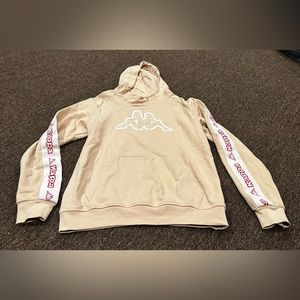 Kappa Logo Tape Apet 2 Mens Small Cream Regular Fit Pullover Hoodie Sweatshirt